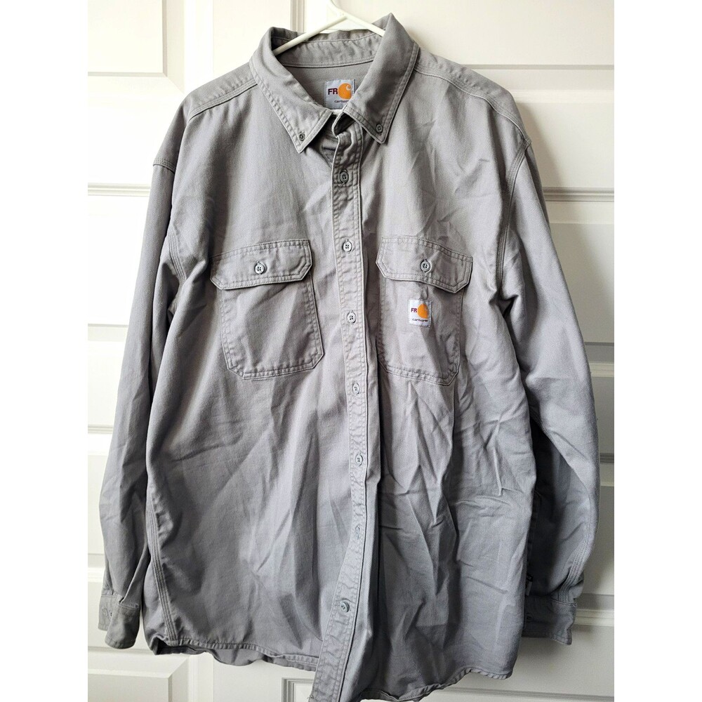 Carhartt FR Flame Resistant Button-Up Work Shirt Gray Men’s 2XL MPN FRS160GRY